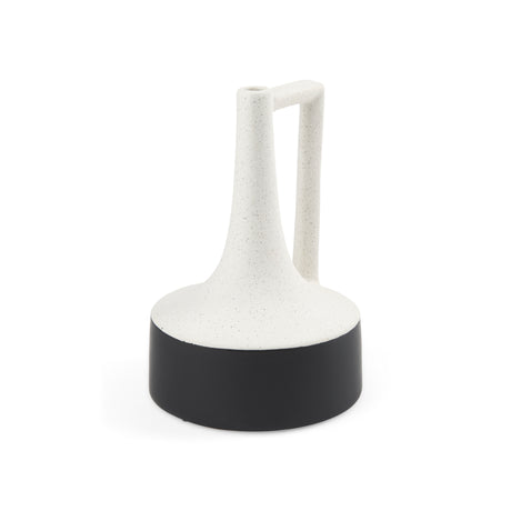 Burton 11.6H Medium White and Black Ceramic Jug Vase from Mercana - Luna Furniture