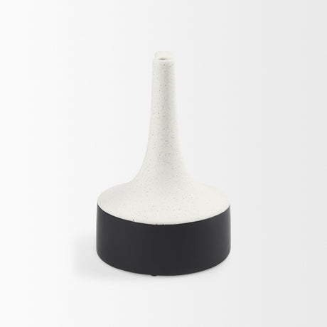 Burton 11.6H Medium White and Black Ceramic Jug Vase from Mercana - Luna Furniture