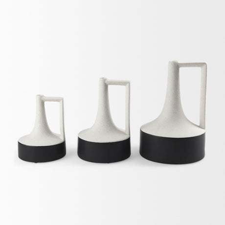 Burton 13.1H Large White and Black Ceramic Jug Vase from Mercana - Luna Furniture