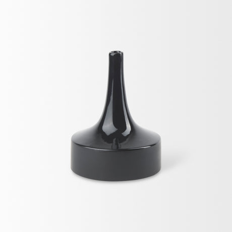 Burton 8.3H Small Glossy and Matte Black Ceramic Jug Vase from Mercana - Luna Furniture