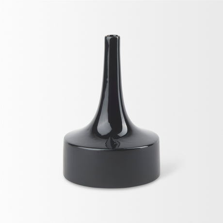 Burton 11.6H Medium Glossy and Matte Black Ceramic Jug Vase from Mercana - Luna Furniture