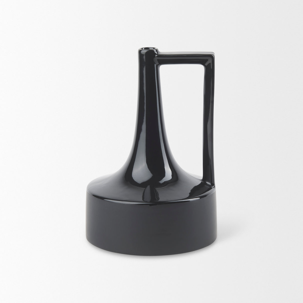 Burton 11.6H Medium Glossy and Matte Black Ceramic Jug Vase from Mercana - Luna Furniture