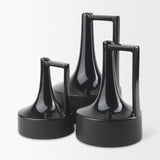 Burton 11.6H Medium Glossy and Matte Black Ceramic Jug Vase from Mercana - Luna Furniture
