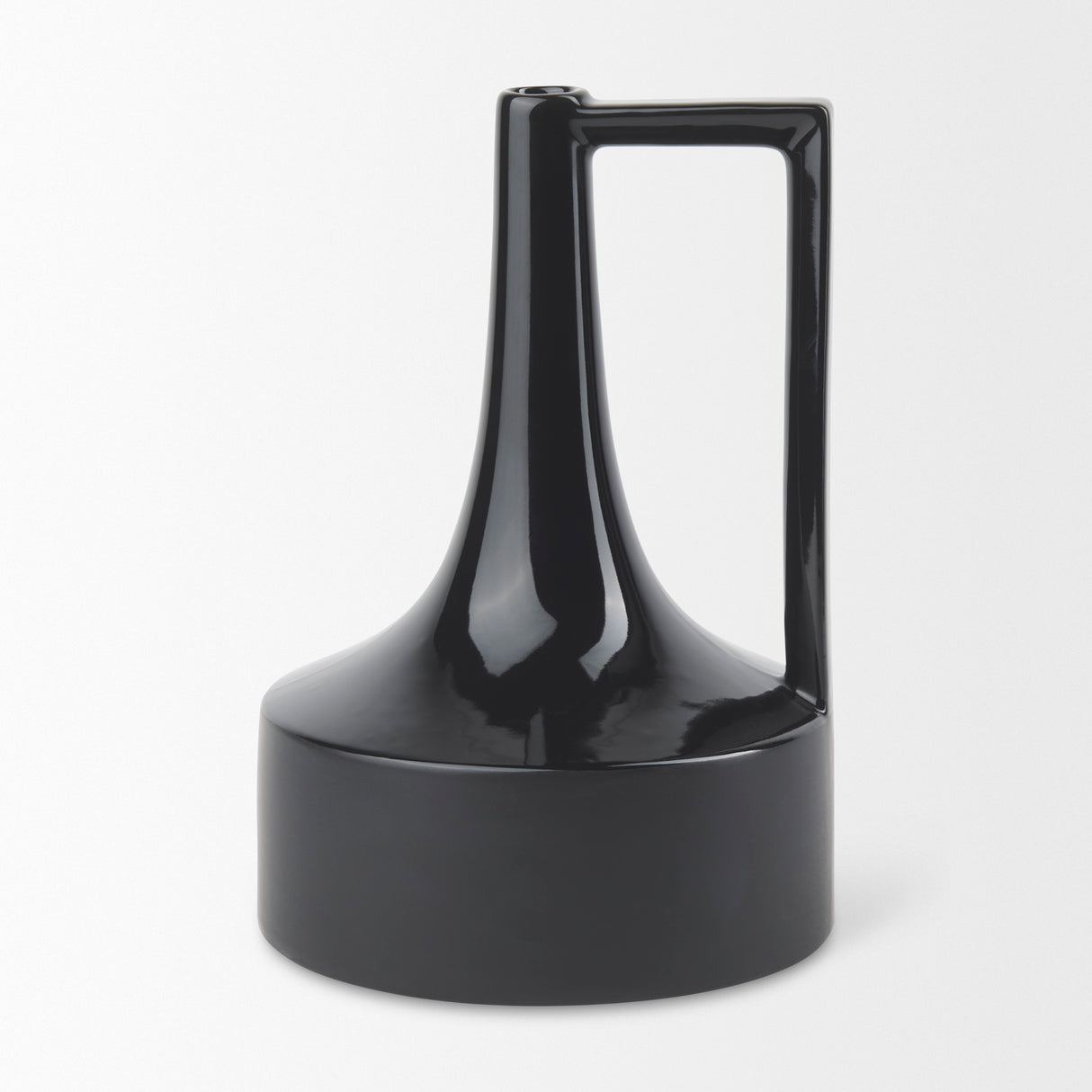 Burton 13.1H Large Glossy and Matte Black Ceramic Jug Vase from Mercana - Luna Furniture