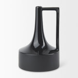 Burton 13.1H Large Glossy and Matte Black Ceramic Jug Vase from Mercana - Luna Furniture