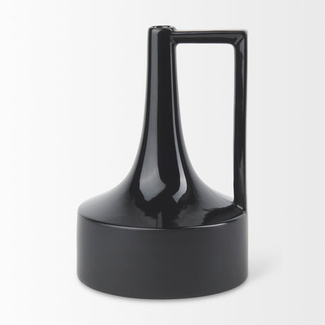 Burton 13.1H Large Glossy and Matte Black Ceramic Jug Vase from Mercana - Luna Furniture