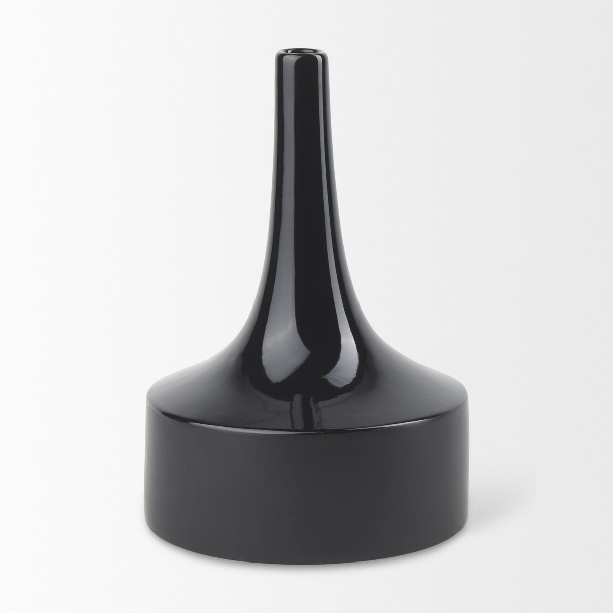 Burton 13.1H Large Glossy and Matte Black Ceramic Jug Vase from Mercana - Luna Furniture