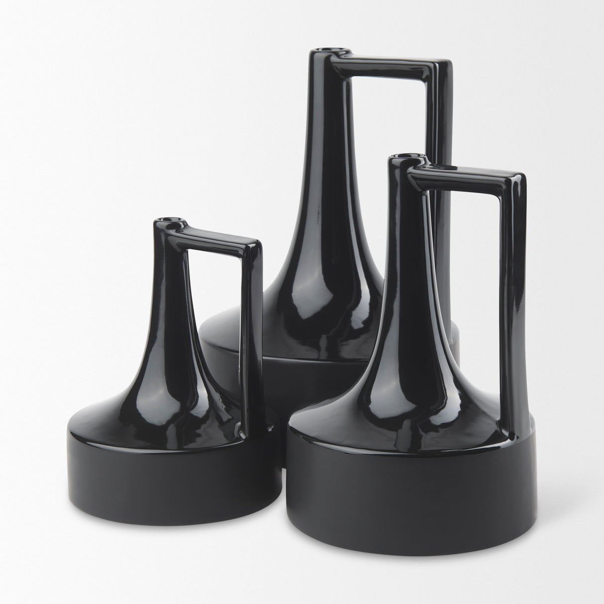 Burton 13.1H Large Glossy and Matte Black Ceramic Jug Vase from Mercana - Luna Furniture