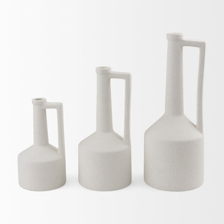 Burton 14.2H Medium White Ceramic Jug Vase from Mercana - Luna Furniture