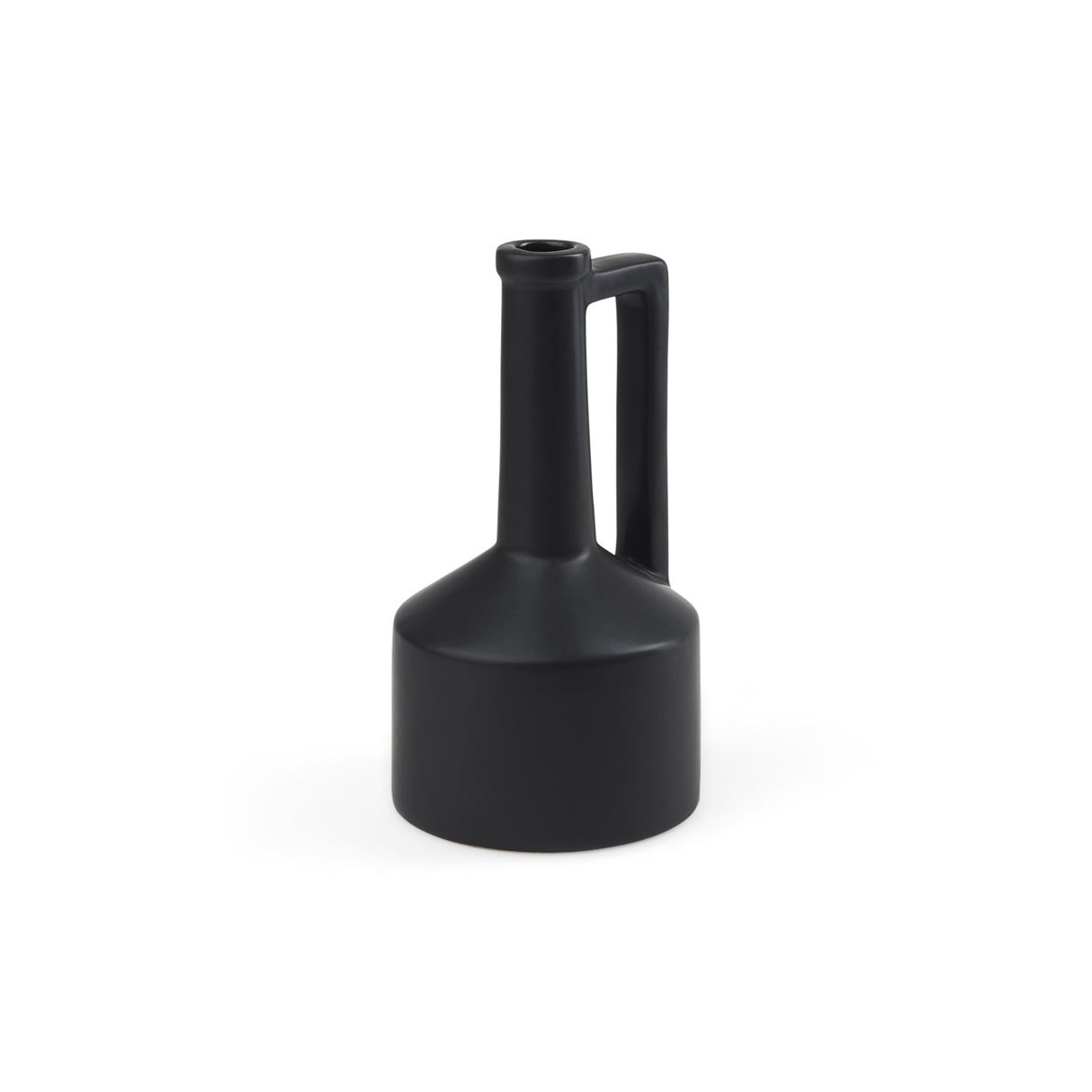 Burton 10.8H Small Matte Black Ceramic Jug Vase from Mercana - Luna Furniture
