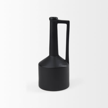 Burton 14.2H Medium Matte Black Ceramic Jug Vase from Mercana - Luna Furniture