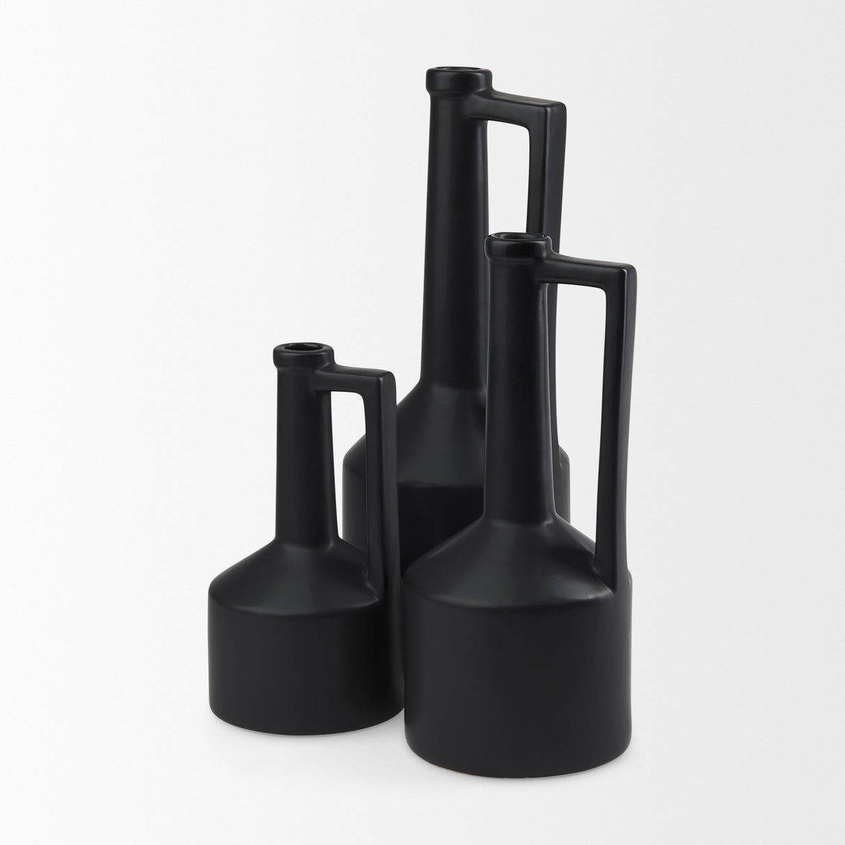 Burton 14.2H Medium Matte Black Ceramic Jug Vase from Mercana - Luna Furniture