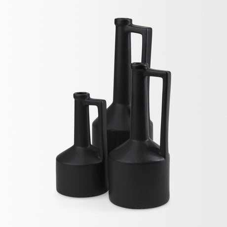 Burton 14.2H Medium Matte Black Ceramic Jug Vase from Mercana - Luna Furniture