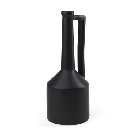 Burton 17.1H Large Matte Black Ceramic Jug Vase from Mercana - Luna Furniture