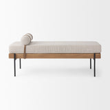Colburne Cream Fabric w/Brown Wood Bench from Mercana - Luna Furniture
