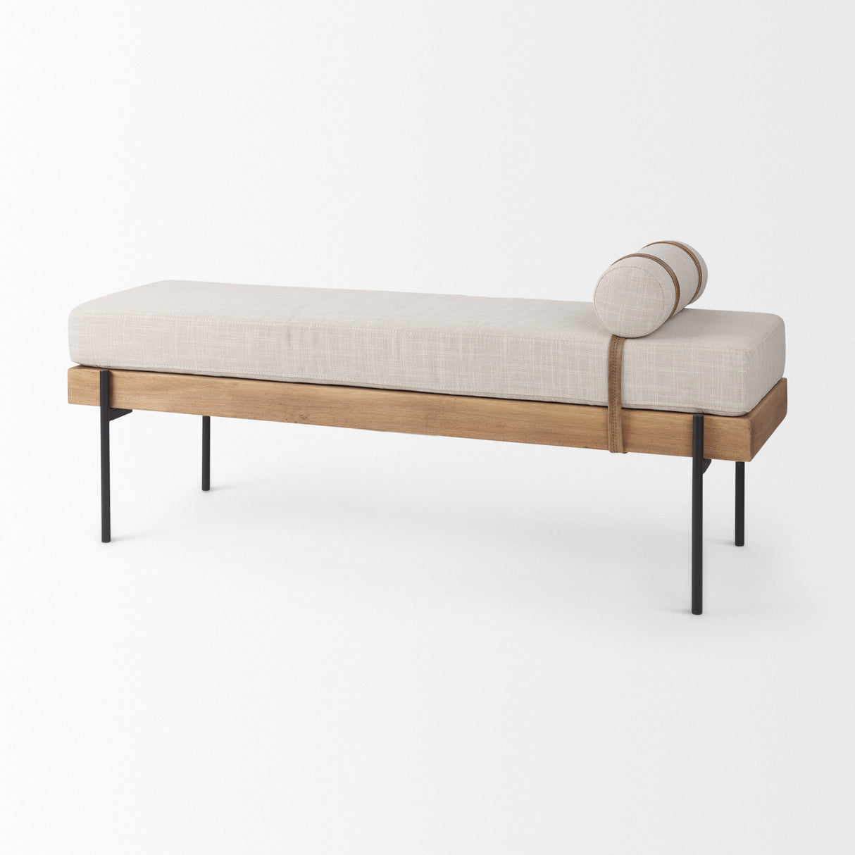 Colburne Cream Fabric w/Brown Wood Bench from Mercana - Luna Furniture