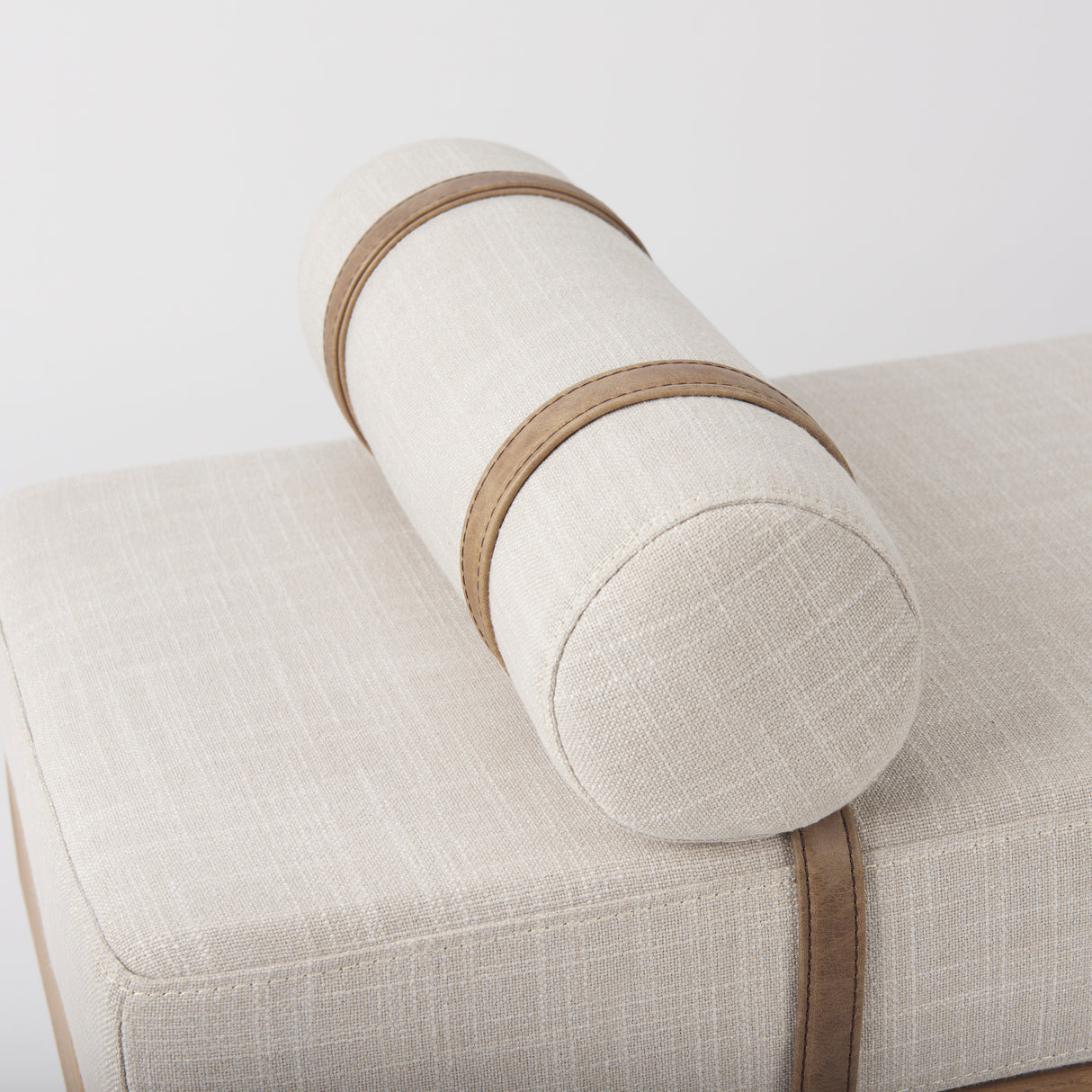 Colburne Cream Fabric w/Brown Wood Bench from Mercana - Luna Furniture