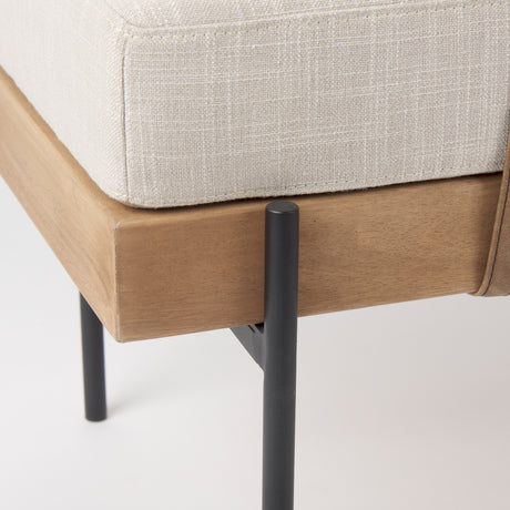 Colburne Cream Fabric w/Brown Wood Bench from Mercana - Luna Furniture