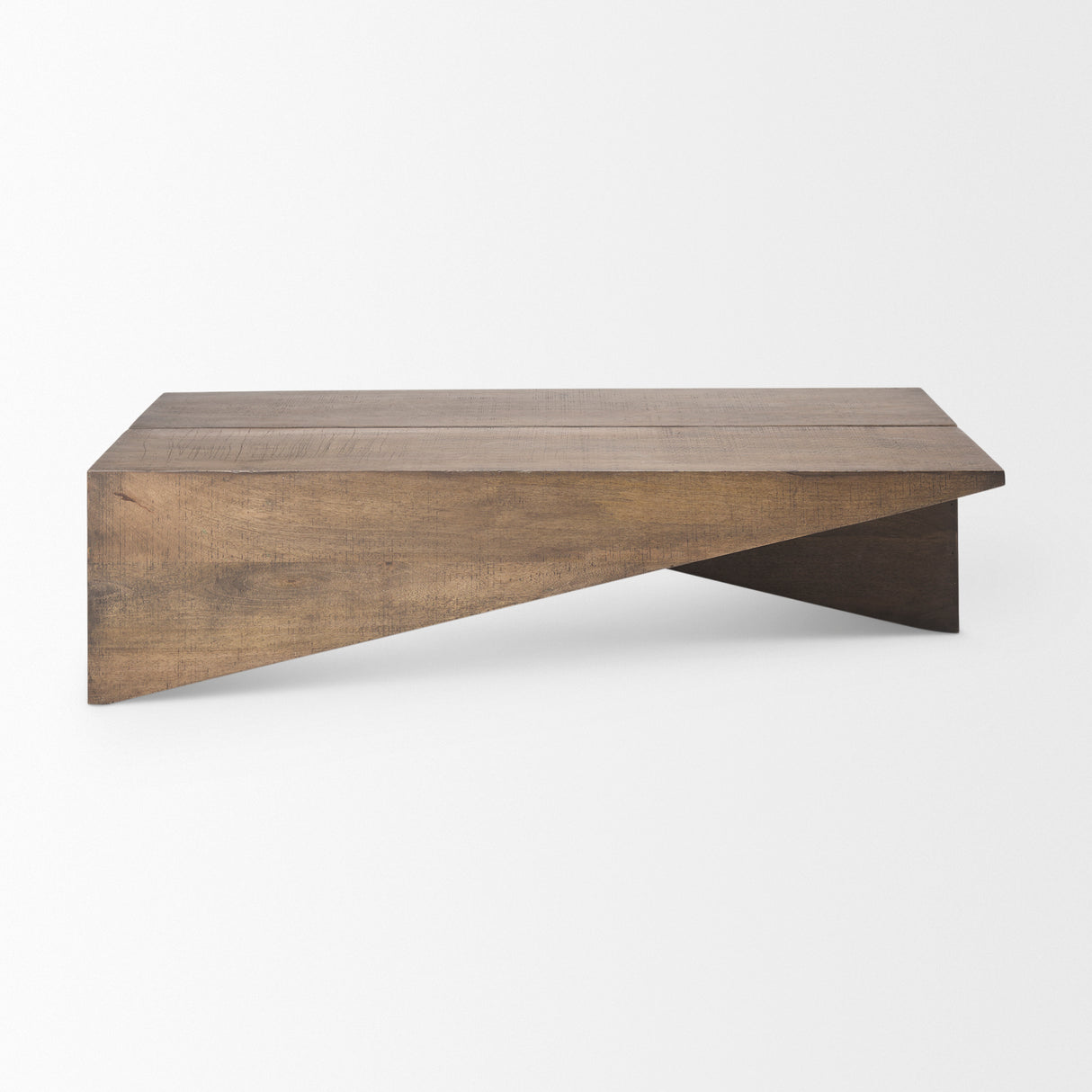 West 55L x 32W x 14H Medium Brown Wooden Angled Coffee Table from Mercana - Luna Furniture