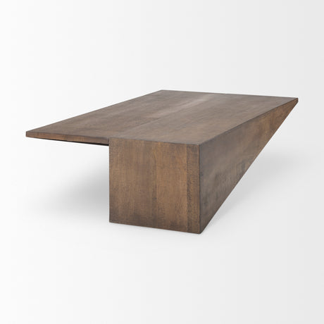 West 55L x 32W x 14H Medium Brown Wooden Angled Coffee Table from Mercana - Luna Furniture