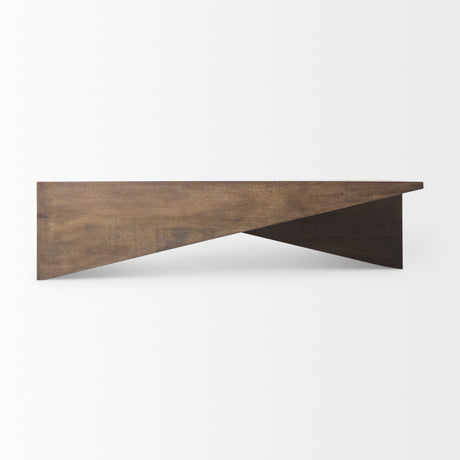 West 55L x 32W x 14H Medium Brown Wooden Angled Coffee Table from Mercana - Luna Furniture