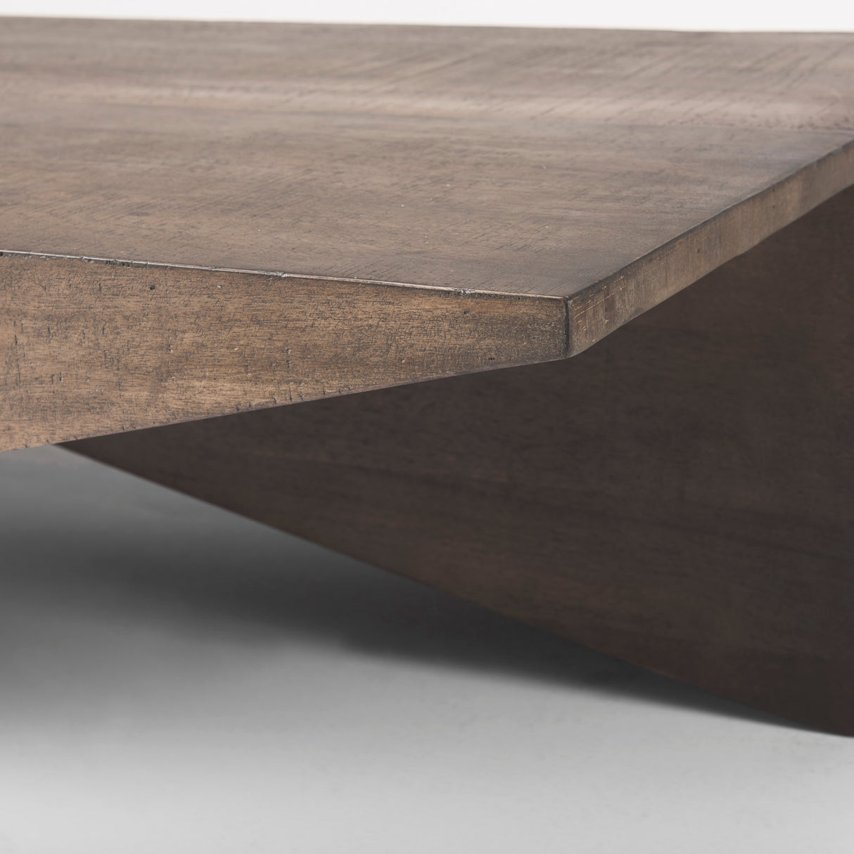 West 55L x 32W x 14H Medium Brown Wooden Angled Coffee Table from Mercana - Luna Furniture