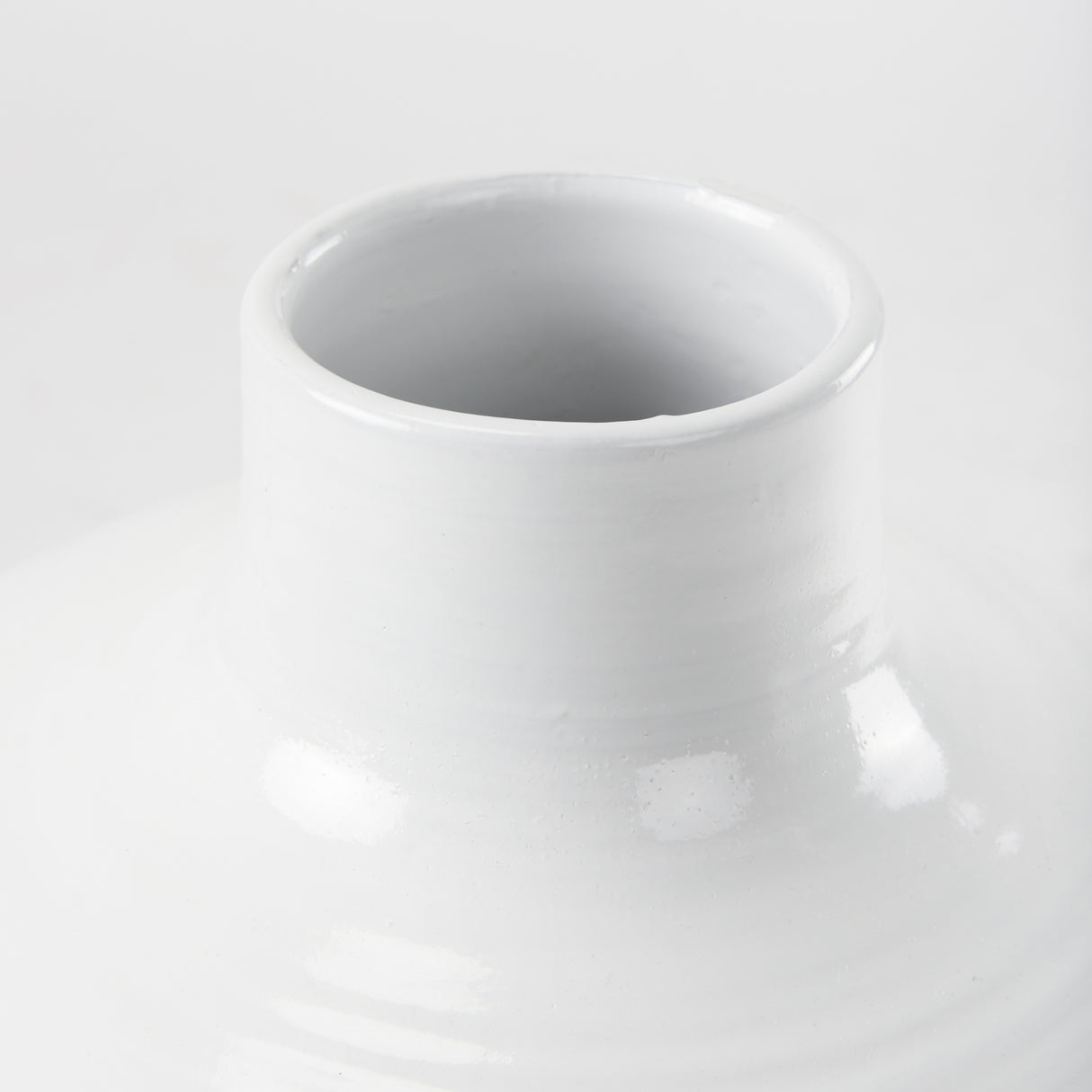 Amos 18.5L x 18.5W x 24.4H White and Dark Beige Color Blocked Ceramic Floor Vase from Mercana - Luna Furniture
