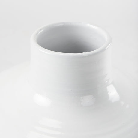 Amos 18.5L x 18.5W x 24.4H White and Dark Beige Color Blocked Ceramic Floor Vase from Mercana - Luna Furniture