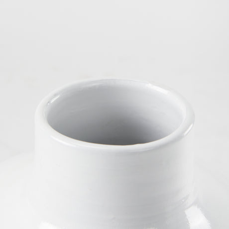 Amos 18.5L x 18.5W x 24.4H White and Dark Beige Color Blocked Ceramic Floor Vase from Mercana - Luna Furniture