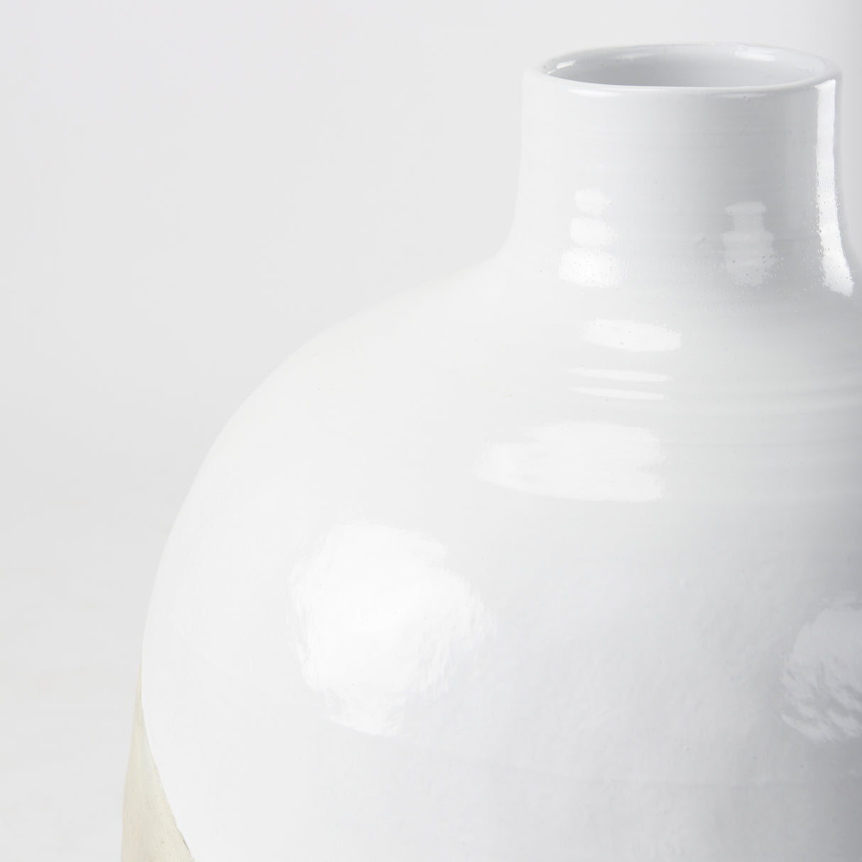 Amos 18.5L x 18.5W x 24.4H White and Dark Beige Color Blocked Ceramic Floor Vase from Mercana - Luna Furniture