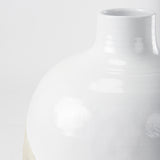 Amos 18.5L x 18.5W x 24.4H White and Dark Beige Color Blocked Ceramic Floor Vase from Mercana - Luna Furniture