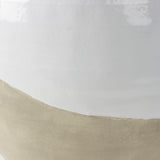 Amos 18.5L x 18.5W x 24.4H White and Dark Beige Color Blocked Ceramic Floor Vase from Mercana - Luna Furniture