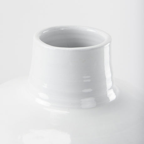 Amos 20.5L x 20.5W x 31.9H White and Dark Beige Color Blocked Ceramic Floor Vase from Mercana - Luna Furniture