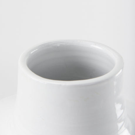 Amos 20.5L x 20.5W x 31.9H White and Dark Beige Color Blocked Ceramic Floor Vase from Mercana - Luna Furniture