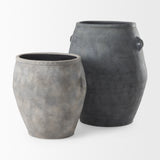 Zuma 27.2L x 20.5W x 31.9H Dark Gray Ceramic Floor Vase from Mercana - Luna Furniture