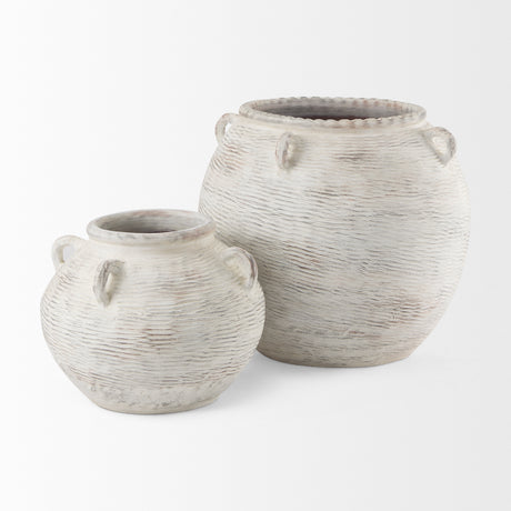 Misha 25.2L x 25.2W x 22.4H Cream Ceramic Floor Vase from Mercana - Luna Furniture