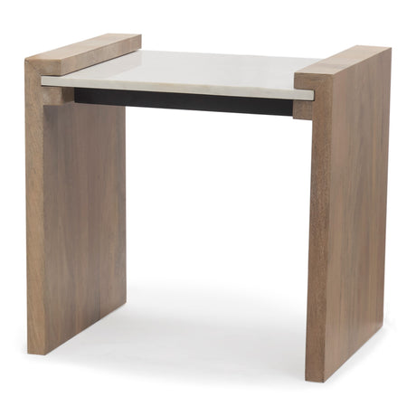 Athens Light Brown Wood w/ White Marble Accent Table from Mercana - Luna Furniture