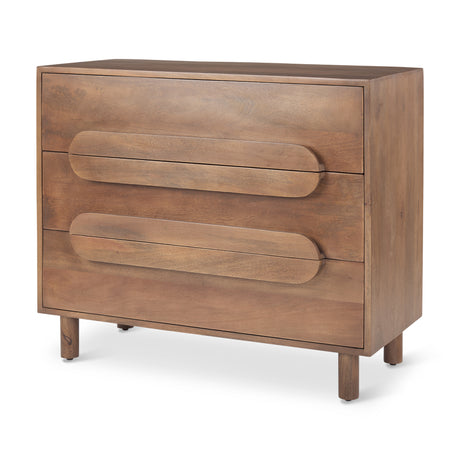Astrid 36L x 17W x 30.3H Medium Brown Solid Wood 3 Drawer Cabinet from Mercana - Luna Furniture