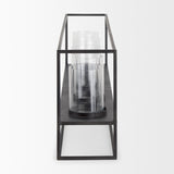 Cindy 5 Candle Matte Black Metal Hurricane Glass Tabletop Candle Holder