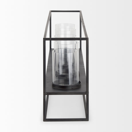 Cindy 5 Candle Matte Black Metal Hurricane Glass Tabletop Candle Holder from Mercana - Luna Furniture