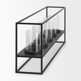 Cindy 5 Candle Matte Black Metal Hurricane Glass Tabletop Candle Holder