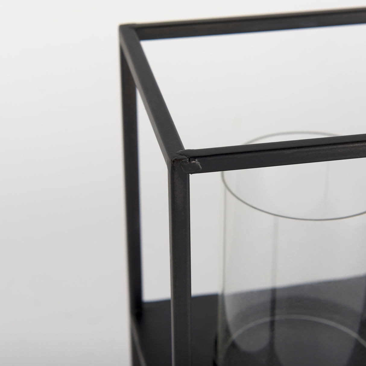Cindy 5 Candle Matte Black Metal Hurricane Glass Tabletop Candle Holder