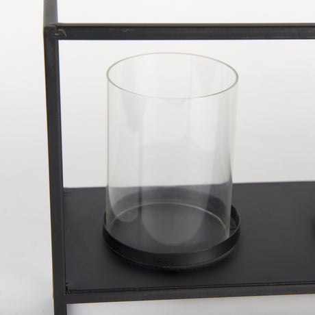 Cindy 5 Candle Matte Black Metal Hurricane Glass Tabletop Candle Holder from Mercana - Luna Furniture