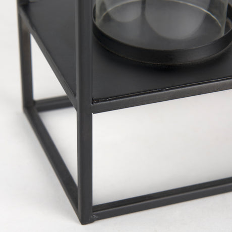 Cindy 5 Candle Matte Black Metal Hurricane Glass Tabletop Candle Holder from Mercana - Luna Furniture