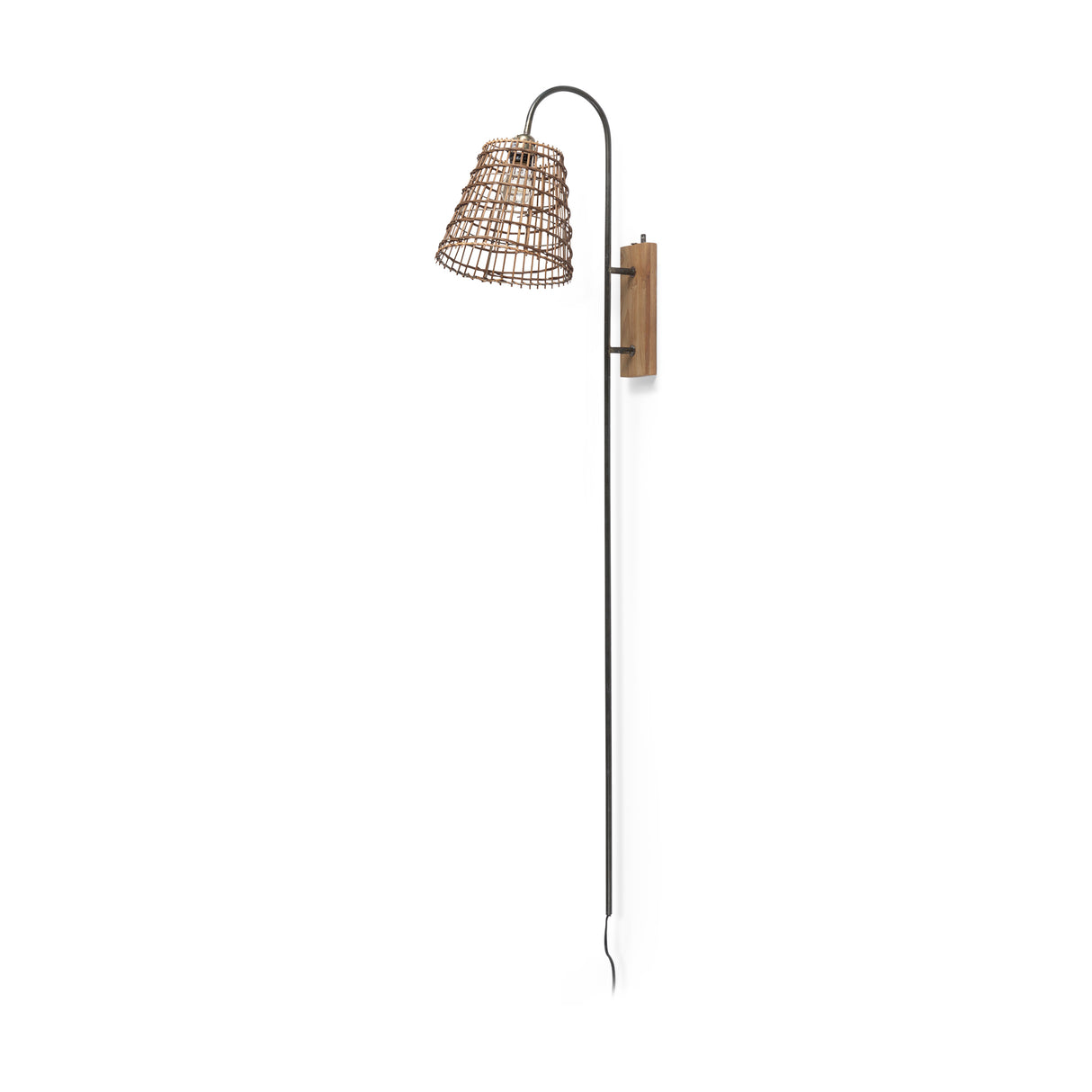 Kiley 28.0L x 7.0W x 15.6H Brown Woven Shade W/Black Metal Wall Sconce from Mercana - Luna Furniture