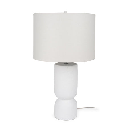 Everly 15.0L x 15.0W x 27.5H White Cement W/Beige Shade Table Lamp from Mercana - Luna Furniture