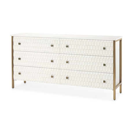 Savannah White Fir Veneer w/ Gold Metal Accents 6-Drawer Sideboard from Mercana - Luna Furniture