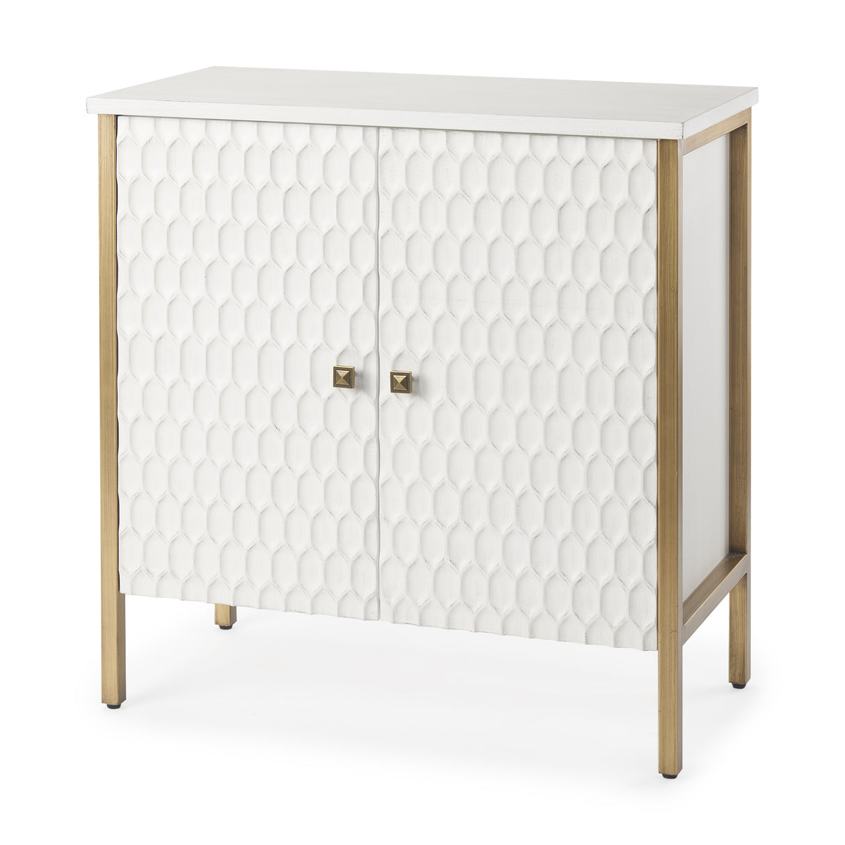 Savannah White Fir Veneer w/ Gold Metal Accent 2-Door Accent Cabinet from Mercana - Luna Furniture