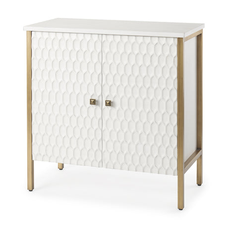 Savannah White Fir Veneer w/ Gold Metal Accent 2-Door Accent Cabinet from Mercana - Luna Furniture