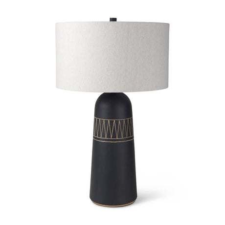 Javier 18.0L x 18.0W x 30.75H Black Base W/Cream Fabric Shade Table Lamp from Mercana - Luna Furniture